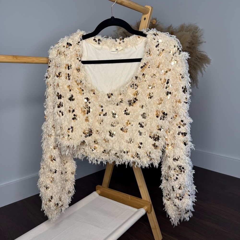 Cream Sequin Top